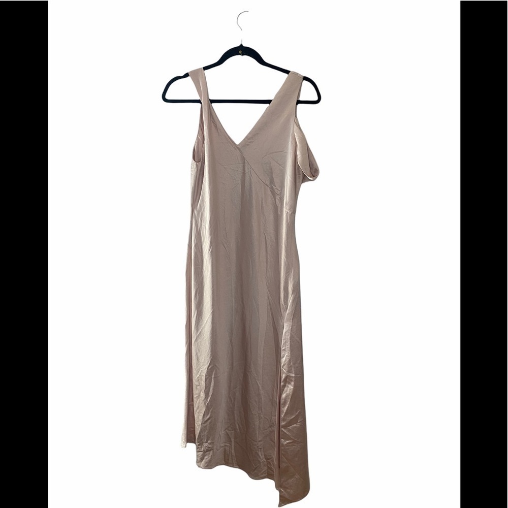Topshop nude twist shoulder satin midi dress 6 - Picture 4 of 7
